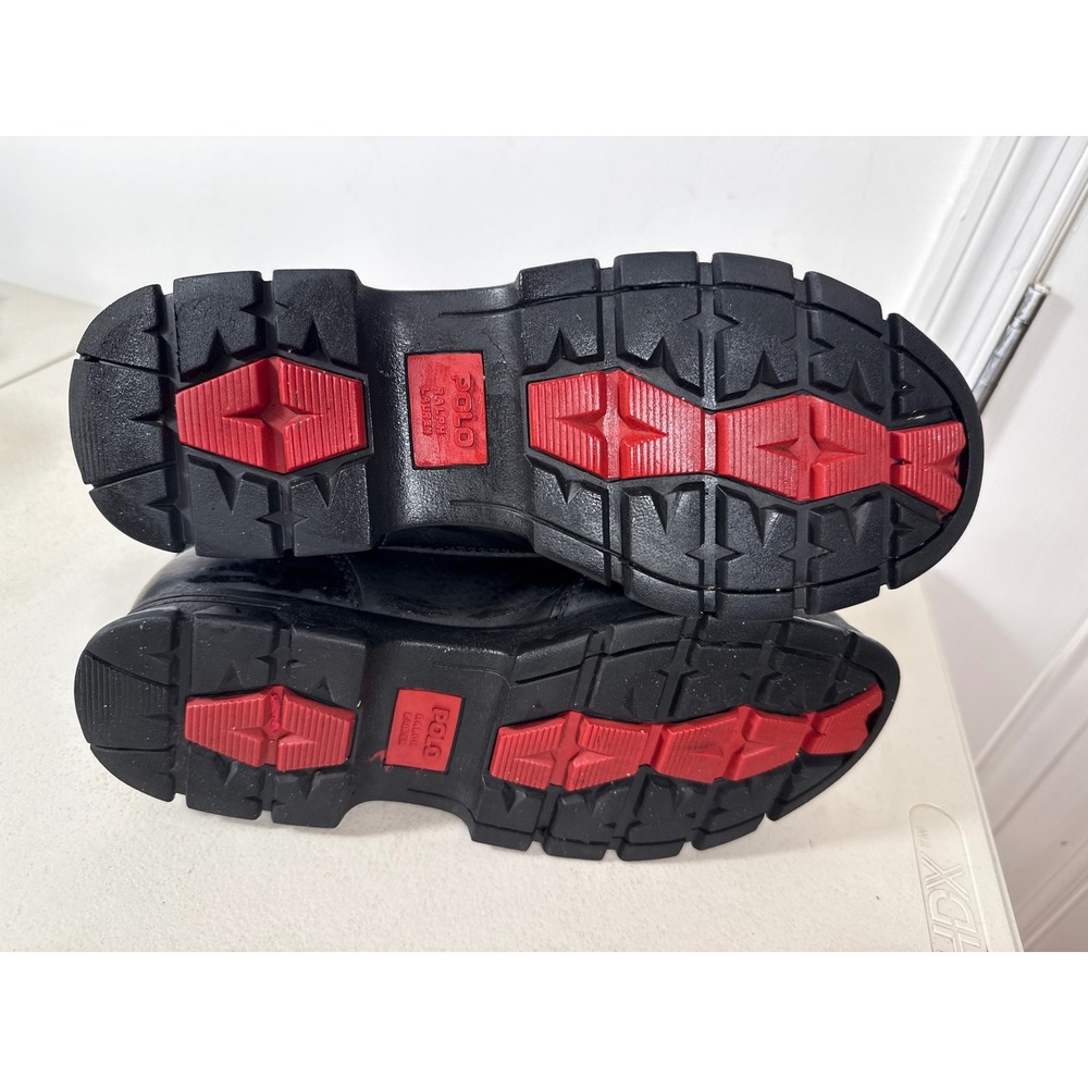 Polo Ralph Lauren Mens Black Leather Zip Front Buckle Strap Lug Sole Boot men 10 - Picture 6 of 16